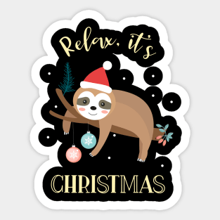 Relax It's Christmas Funny Sloth Sticker